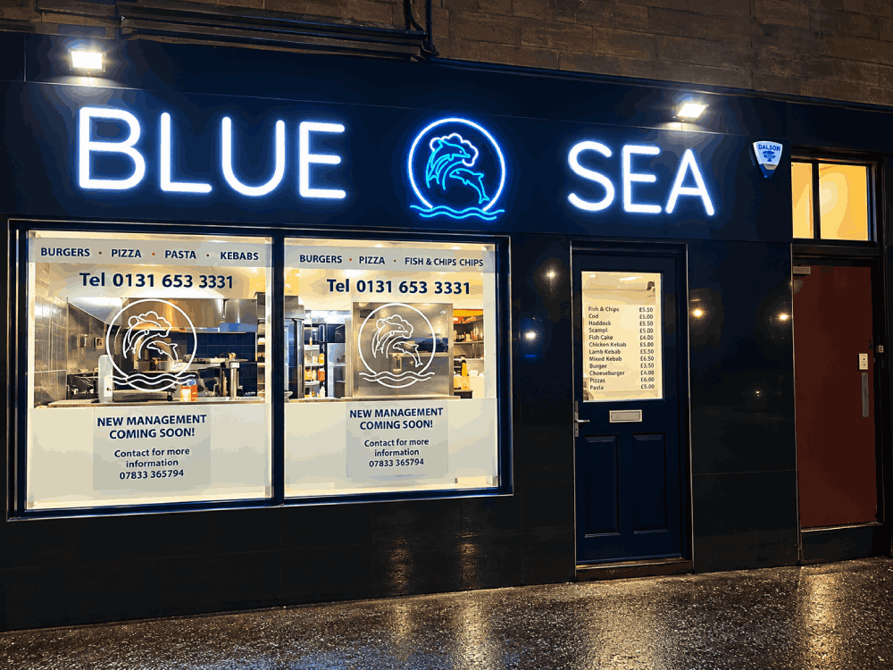 Exterior of Blue Sea Takeaway in Musselburgh